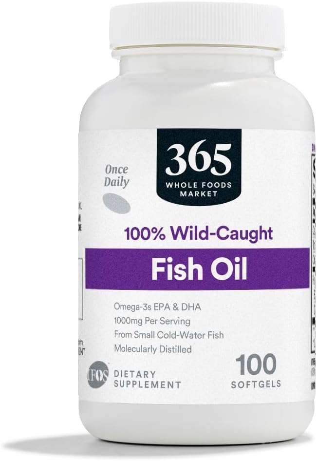 365 par Marché des aliments entiers, Poisson huileux 1000 Mg, 100 Softgels