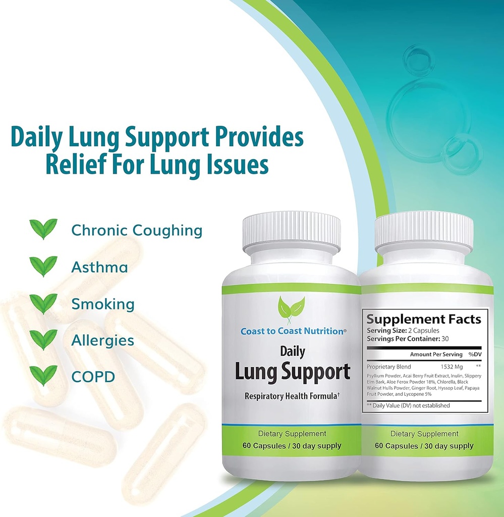 Daily Lung Cleanser & Detox Support Supplément de rafraîchir vos poumons pour respirer plus facilement.