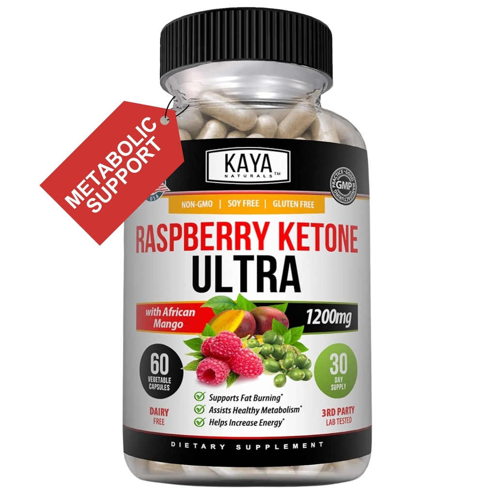 Kaya Naturals Keto Diet Framboise Ketone - Supplément perte de poids, contrôle de l'appétit, stimuler le métabolisme - 60 Compte
