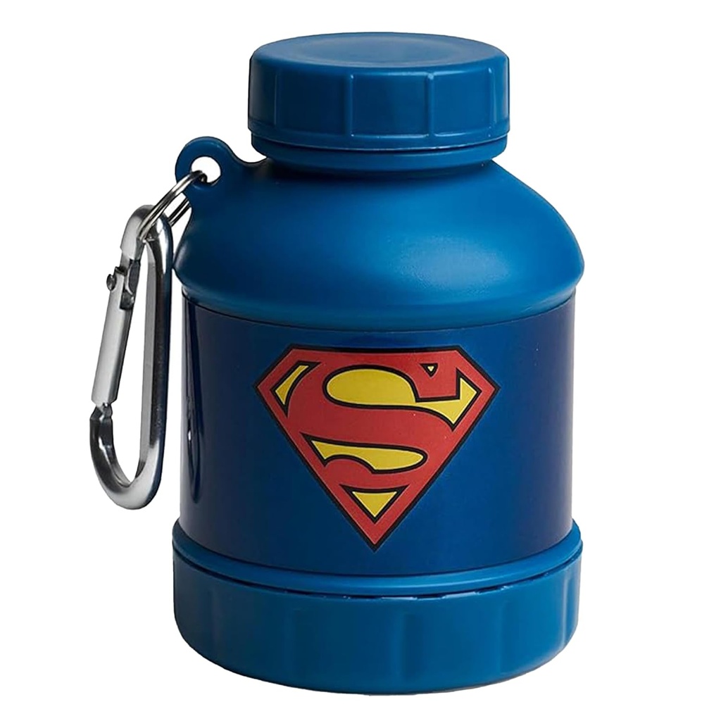 Smartshake Justice League Whey2Go Superman Protein Powder Conteneur 50g – BPA Entonnoir de bouteille de Shaker gratuit pour Whey Protein Powder + Protein Shakes 110ml, DC Comics Superman Cadeaux pour hommes