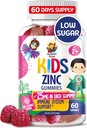 Gommies de zinc pour les enfants - Supplément de gommy de zinc à croquer pour les enfants Immune Support - Sucre faible Antioxydant naturel non-OGM Vitamine Chewables pour les enfants et les adolescents - 60 Gommies
