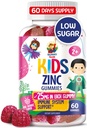 Gommies de zinc pour les enfants - Supplément de gommy de zinc à croquer pour les enfants Immune Support - Sucre faible Antioxydant naturel non-OGM Vitamine Chewables pour les enfants et les adolescents - 60 Gommies