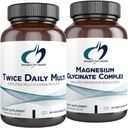 Designs for Health Magnésium Glycinate Complex (60 capsules) et deux fois par jour Multi (60 capsules) Bundle - Multivitamine Premium avec supplément de magnésium folate et haute absorption