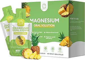 Citrate de magnésium liquide (10 oz), supplément de solution orale de citrate de magnésium à haute absorption avec Bromelain, vitamine C D3 B6 zinc pour la nuit, le muscle et l'énergie