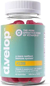 d.velop Vitamine D Gommies pour enfants –60 Nombre, 600 UI – Soutien immunitaire pour enfants - 3X Plus rapide et plus efficace – Pas d'arômes artificiels ou d'édulcorants – Sans lait – Flaveur de baies sauvages - Vitamine D pour enfants pour les enfants de 4 ans et plus