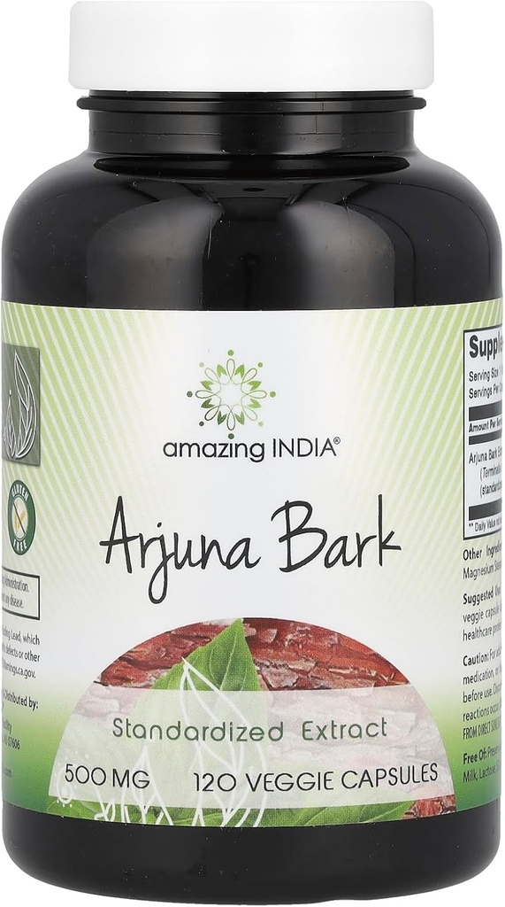 Amazing India Arjuna Bark Extract Supplement (complément d'extrait d'Arjuna) 500 Mg.