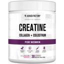 Jacked Factory Creatine for Women - Creatine Monohydrate with Collagen + Colostrum to Support Workout Performance, Lean Muscle Growth, Healthy Hair, Skin, & Nails - 30 Servings, Raspberry Lemonade
