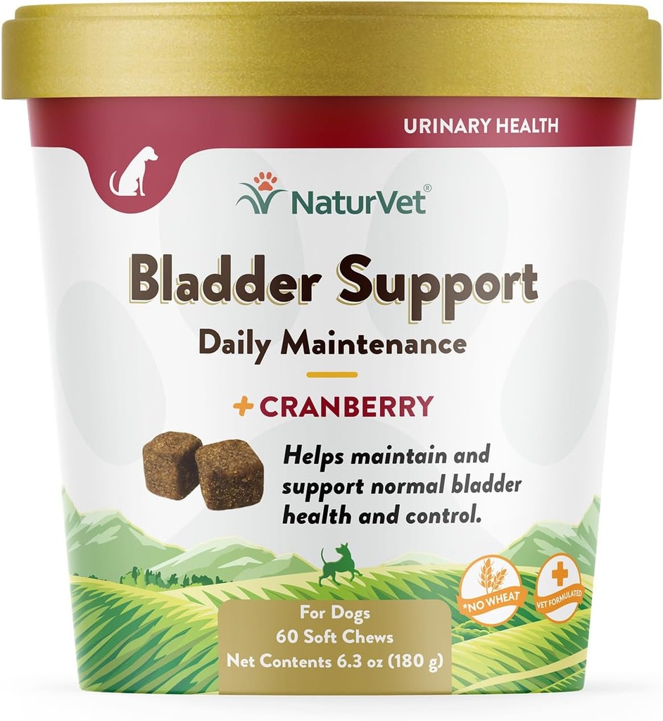 NaturVet Bladder Support Plus canneberge pour chiens, 60 ct Chews doux, fabriqués aux États-Unis avec des ingrédients de source mondiale