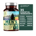 Supplément multiminéral quotidien multivitaminique (sans gluten, sans OGM), vitamines A C E D B1 B2 B3 B5 B6 B12, magnésium, biotine, spulina et zinc, 60 capsules de légumes