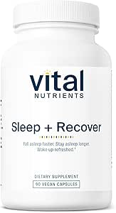 Nutriments vitaux Sommeil + Récupérer - Supplément végétalien - Soutien du sommeil - Melatonine, Ashwagandha et L-Theanine - Sans gluten, sans lait et sans soja - 90 capsules