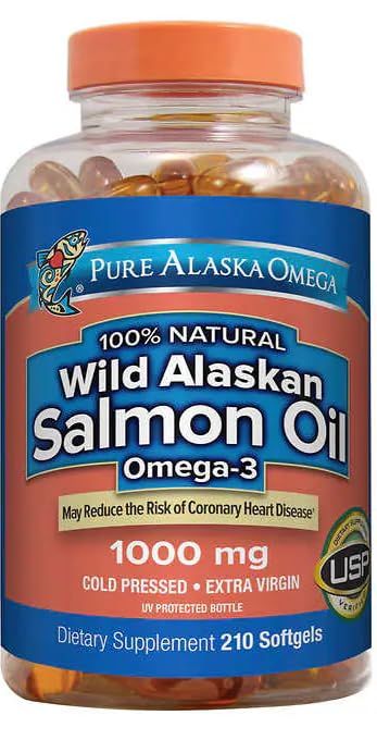 Amerivite Pure Alaska 600mg Omega-3 Wild Alaskan Salmon Oil Softgels