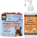 Natural Dog Company Wild Alaskan Salmon Oil & Probiotic Chews for Dogs Bundle: Salmon Oil & Probiotics - Combo santé de la peau et du manteau et digestif pour les chiens de toutes races et de toutes tailles
