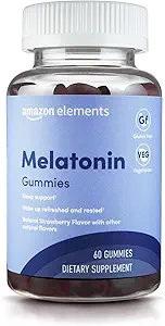 Eléments - Melatonine 10mg Gummies, soutient le repos sommeil, fraise, 60 comte (précédemment Révly)