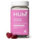 HUM Nutrition SOS PMS Gummies, Supplément de soutien PMS pour les femmes, Symptômes du cycle de soutien, Bloatation, Balance hormonale, Comprend Vitamine B6, Cranberry & Chasteberry Vitex, Sans gluten, 60 Gummes végétaliens
