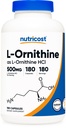Nutricost L-Ornithine 500mg, 180 Capsules - Sans OGM et sans gluten