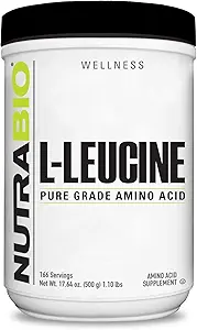 NutraBio 100% pur L-Leucine - Récupération et soutien musculaire - Forme naturellement fermentée sans acide aminé - végétalien, non-OGM, sans gluten - (500 grammes)
