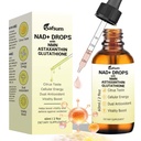 NAD+ Drops with NMN, Glutathione, Astaxanthin & CoQ10 - NAD+ Liquid Supplement for Cellular Energy & Vitality, Citrus Flavor, 60ml (2 fl oz), 30 Servings