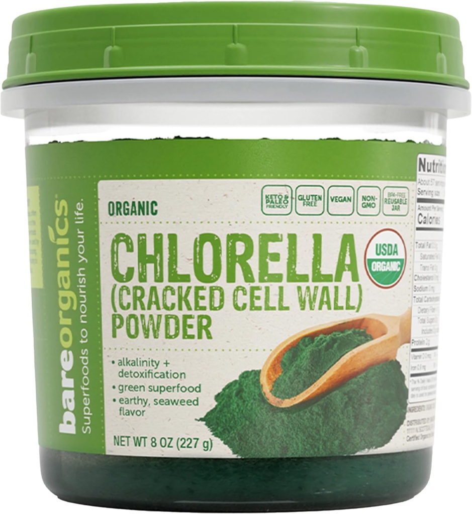 BareOrganics 12522 Chlorella Powder, 8 Ounce