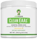 VitaMonk Clean EAA - AAE sans édulcorants artificiels pour pré-entraînement, énergie et récupération - Max Biodisponible EAA Poudre avec 9 acides aminés essentiels - Saveur de citronnade naturelle