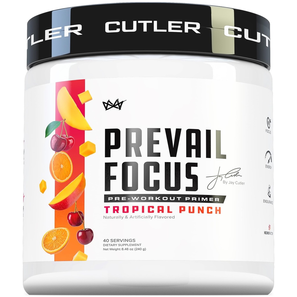 Prevail Pre Workout Powder with Nootropics Pre-Workout Drink for Men and Women Lazer Focus and Energy Stim Pre Workout with L-Citrulline Alpha GPC and L Tyrosine , 40 Scoops (Tropical Punch)