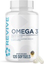 Revive MD Omega 3 suppléments d'huile de poisson pour les hommes et les femmes – Softgels avec EPA & DHA acides gras pour la peau et les articulations saines, le coeur et le cerveau support – Vegan-friendly, sans gluten (120 Softgels, 60 portions)