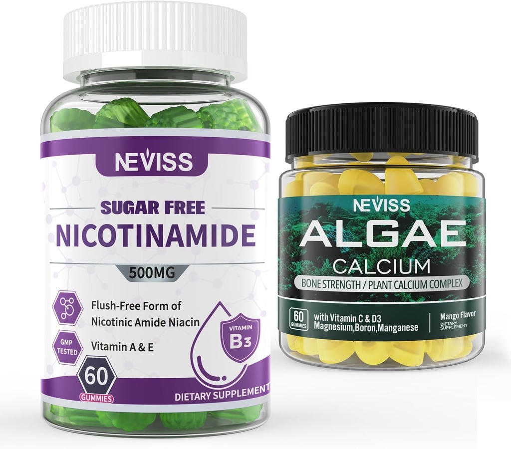 NEVISS Nicotinamide 500mg Gommies + Gommies d'algues marines