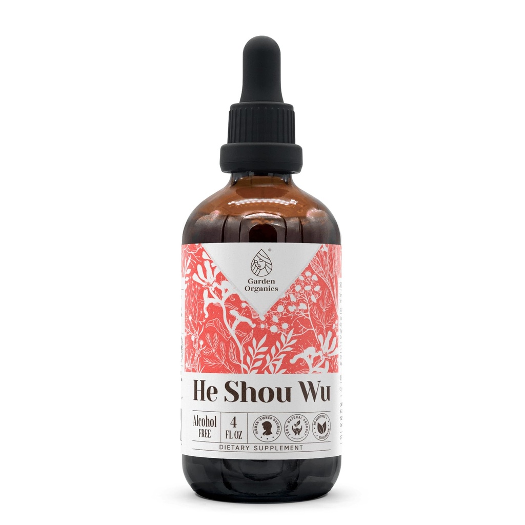 He Shou Wu Alcohol-Free Natural Tincture Extract, Immune System Booster, Liquid Drops Made from 100% He Shou Wu (Polygonum multiflorum) Dried Root (4 fl oz)