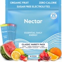 Booster d'énergie Nectar - Caféine biologique, B12 & Electrolytes - Sans sucre et sans calories – Café sain, boisson énergétique et substitut de soda – hydratation et supplément énergétique (Variety 18 Powder Packets)