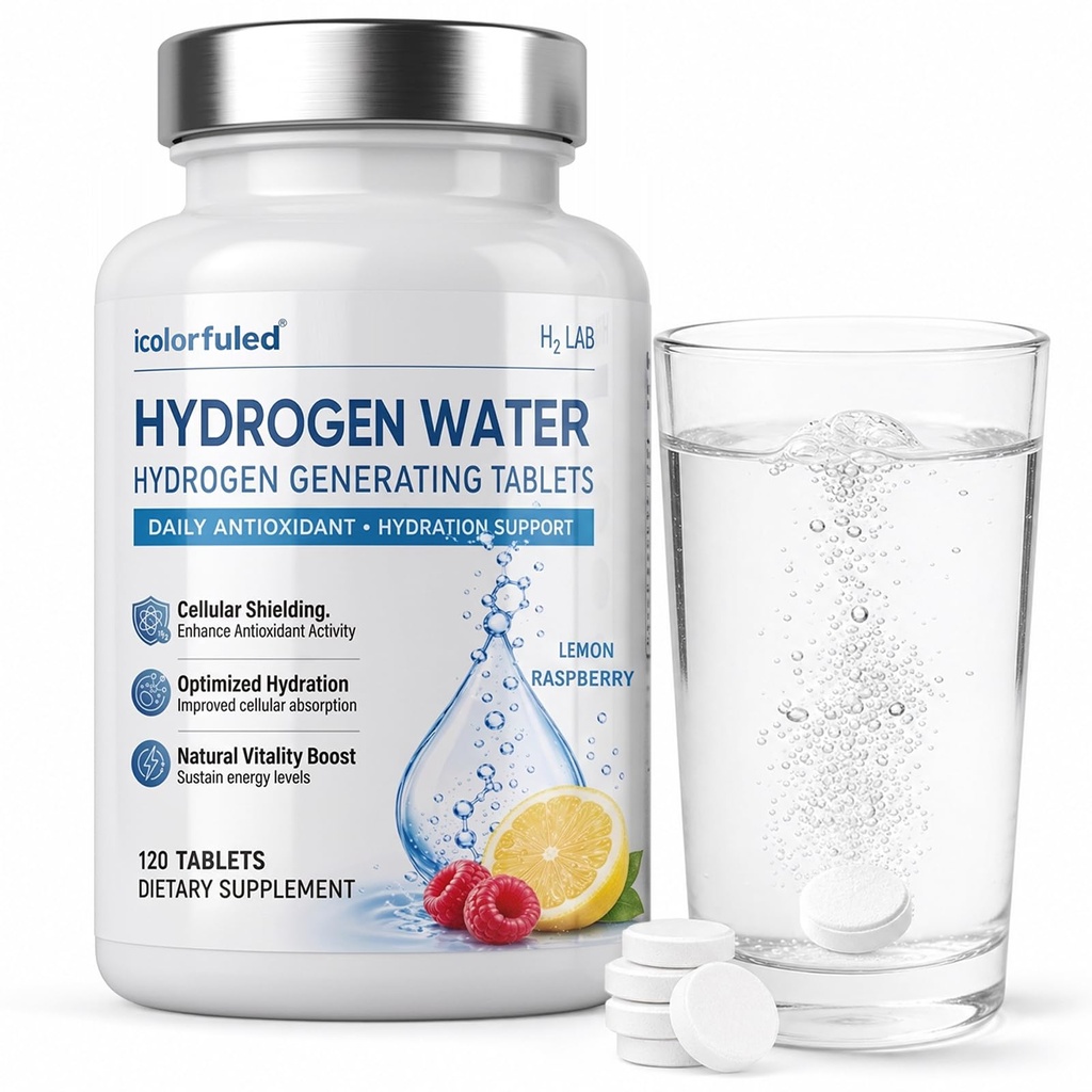 Hydrogen Water Tablets - for Energy & Vitality, Supports Brain & Cognitive Health, 120 Tablets