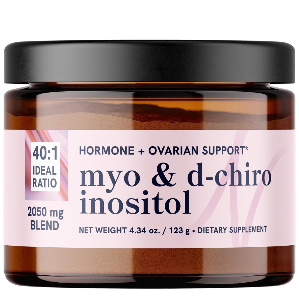 Myo-Inositol & D-Chiro Inositol Powder | Hormone Balance for Women | Ideal 40:1 Ratio | Myo 2000mg, D Chiro 50mg | Regulate Menstrual Cycle and Support Ovarian Health | 60 Servings, 4.34 oz.