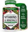 Multivitamines/Minerales Capsules avec Zinc et Premium 42 Fruits et légumes Mélange pour immunosoutien quotidien Multivitamine Capsule Antioxydant Supplément pour système immunitaire 60 Capsules