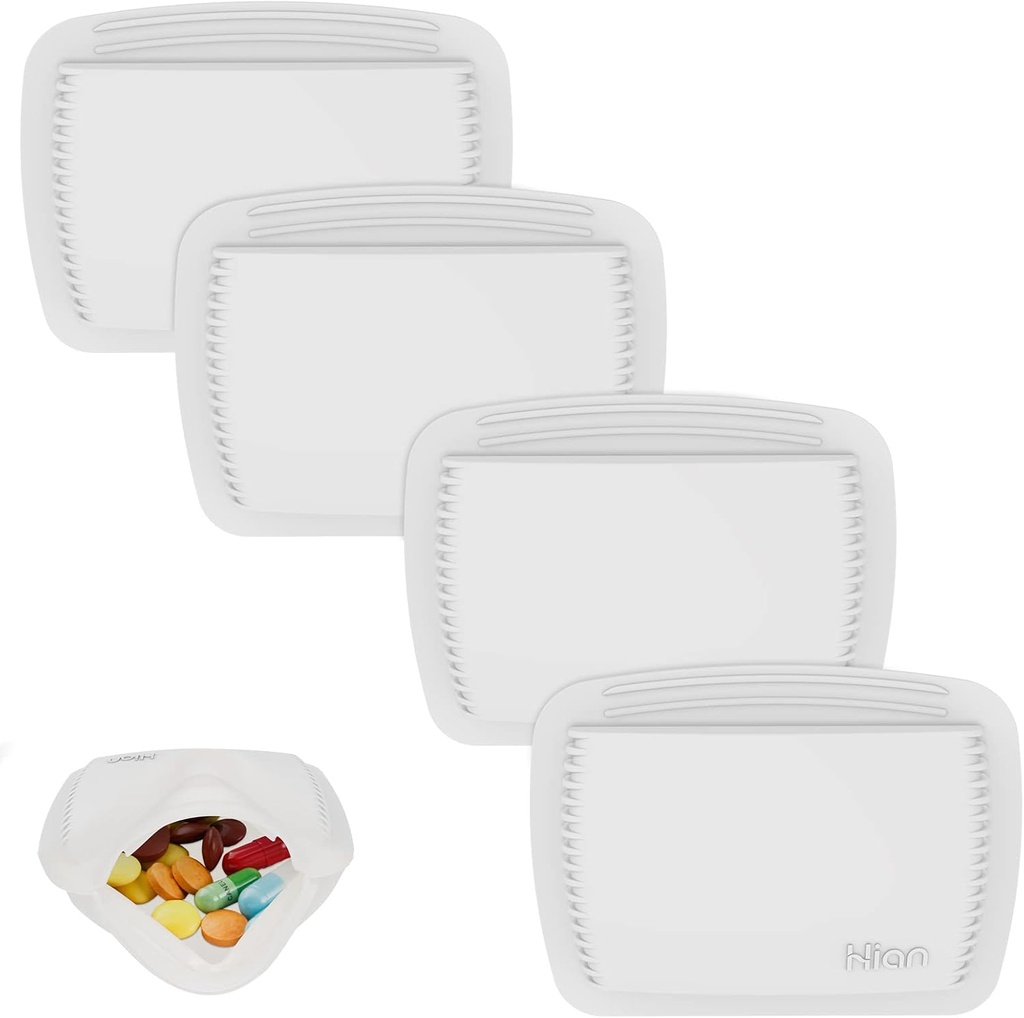4 pièces Organisateur de pilules Réutilisable Pocket Pill Case Portable Open Pill Pouch Silicone Small Pill Box Pill Container Pill Holder Pill Bags Organisation des médicaments, vitamines et comprimés pour les voyages (Blanc)