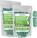 XPRS Nutra Vegan Taille 00 Capsules séparées - 100 Compte Capsules vides Premium Séparées dans des sacs - 00 Pills vides pour le remplissage de supplément de bricolage (vert-sage)