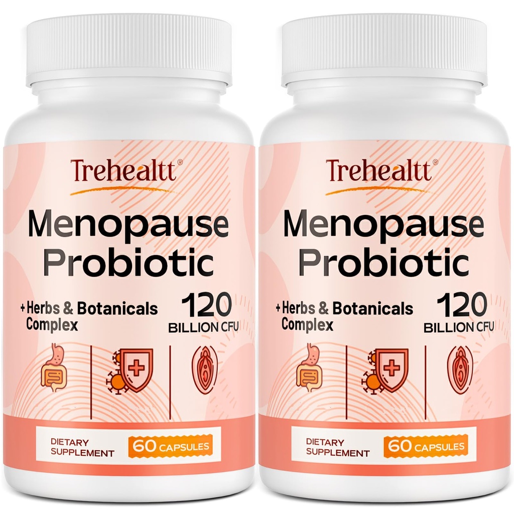 Suppléments de ménopause pour femmes, 120 milliards CFU Probiotic, 13-en-1 Herbs & Botanicals Complex, pour Hormone Ménopause, Flashs chauds, Sueurs de nuit, Swings d'humeur, Perturbations du sommeil, Vegan, 120 Caps
