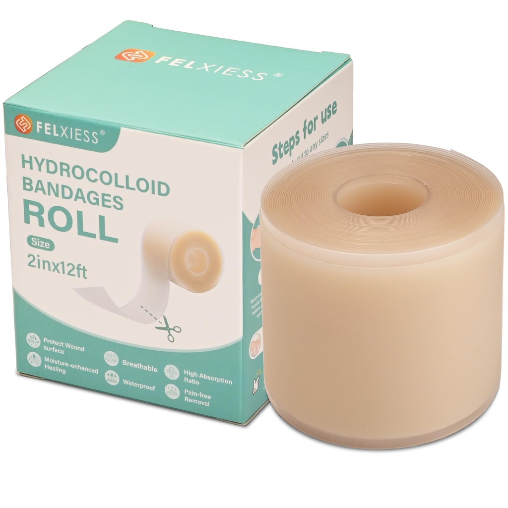 Hydrocolloid Bandage Roll 2" x 12ft | Waterproof, Cut-to-Fit Tape