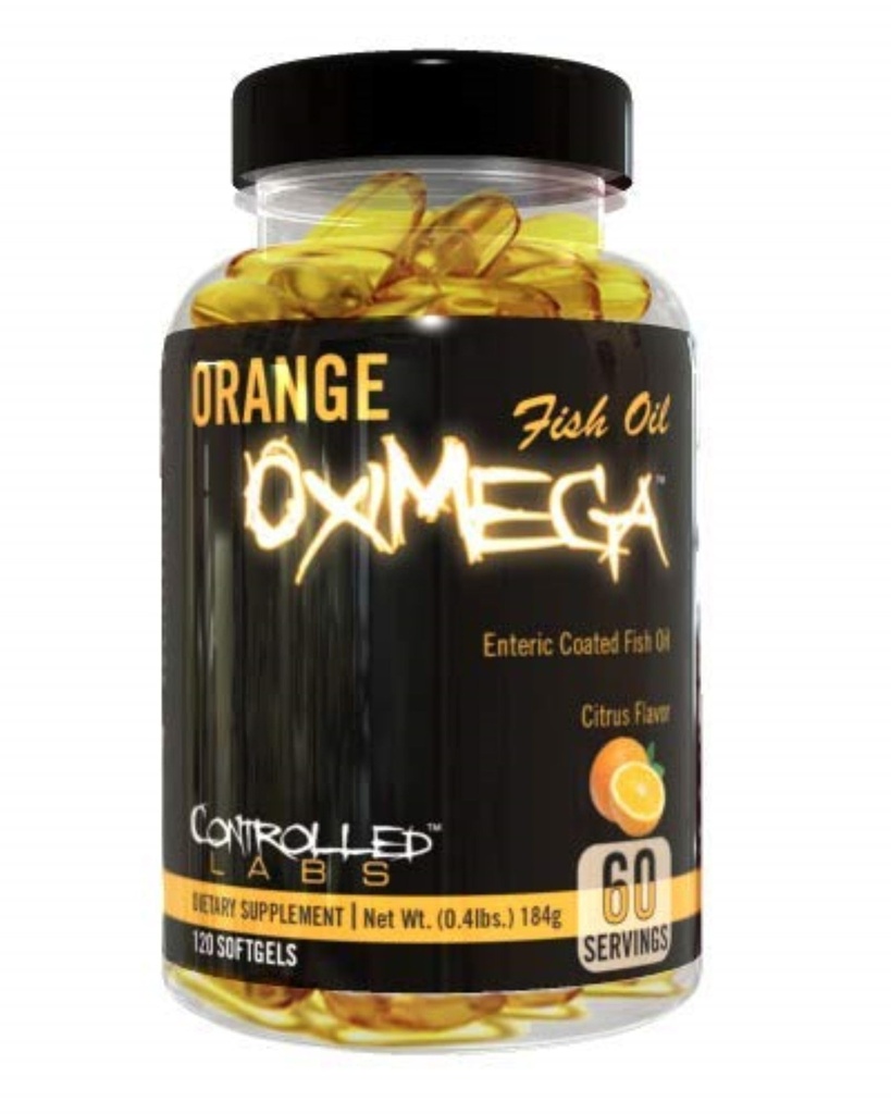 LABES CONTRÔLÉS Orange Oximega Supplément d'huile de poisson 120 Softgels, EPA et DHA, 2000mg Oméga- 3 Acides gras, Citrus-Flavor, Softgels sans Burpless