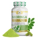 Organic Veda Moringa Leaf Capsules 1000mg, 120 Compte - Pure Raw Moringa Oleifera Poudre Feuilles entières Super supplément alimentaire vert - stimule l'énergie, la santé, le bien-être et les antioxydants Riche