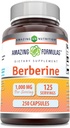 Formules étonnantes Berberine 1000mg par portion 250 Capsules Supplément.