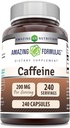 Formules étonnantes Caféine 200 Mg par portion , Capsules , Non-GMO , Sans gluten , Fabriqué aux États-Unis (1 Pack, 240 Compte)