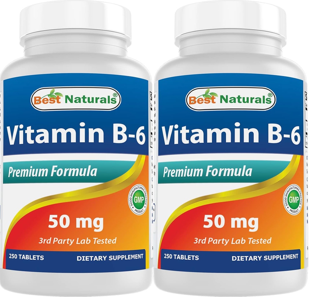 Meilleurs naturels Vitamine B6 50 mg 250 Comprimés (250 Nombre (paquet de 2))