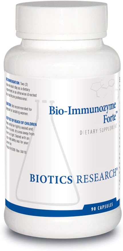 Recherche en biotechnologie Bio Immunozyme Forte Multivitamine/Mineral pour soutenir la fonction immunitaire normale et saine, Echinacea, Cayenne Pepper, Lactobacillus acidophilus, Probiotiques, Amino Acides 90 Capsules