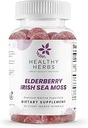 Herbes saines Gummées de mousse de mer biologique - Concentré 2100mg Mélange de mousse de mer d'Irlande + Elderberry Essentials - Formulation quotidienne avancée faite avec Gummy extrait de pomme (30 comte)