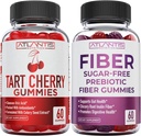 Atlantis Nutrition Tart Cherry 60 Gommies + Gommies de fibres prébiotiques sans sucre pour adultes 2-pack (120 Gommies)