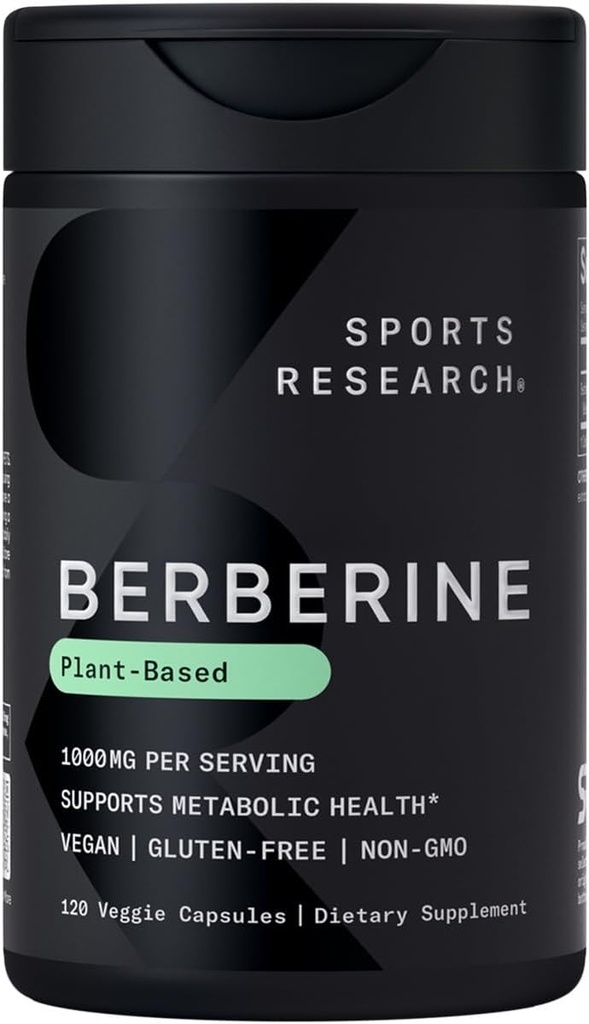 Recherche sportive Berberine - Herbal Ayurvedic Metabolic Health Support - 500mg - 120 Capsules - Vegan Certified, Gluten-Free, Non-OGM