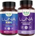 Nested Naturals Aide au sommeil Luna Adulte et Luna Enfants Aide au sommeil avec des ingrédients naturels (Melatonin, Camomille, Valérien) pour le sommeil profond et la détente (120 comte)