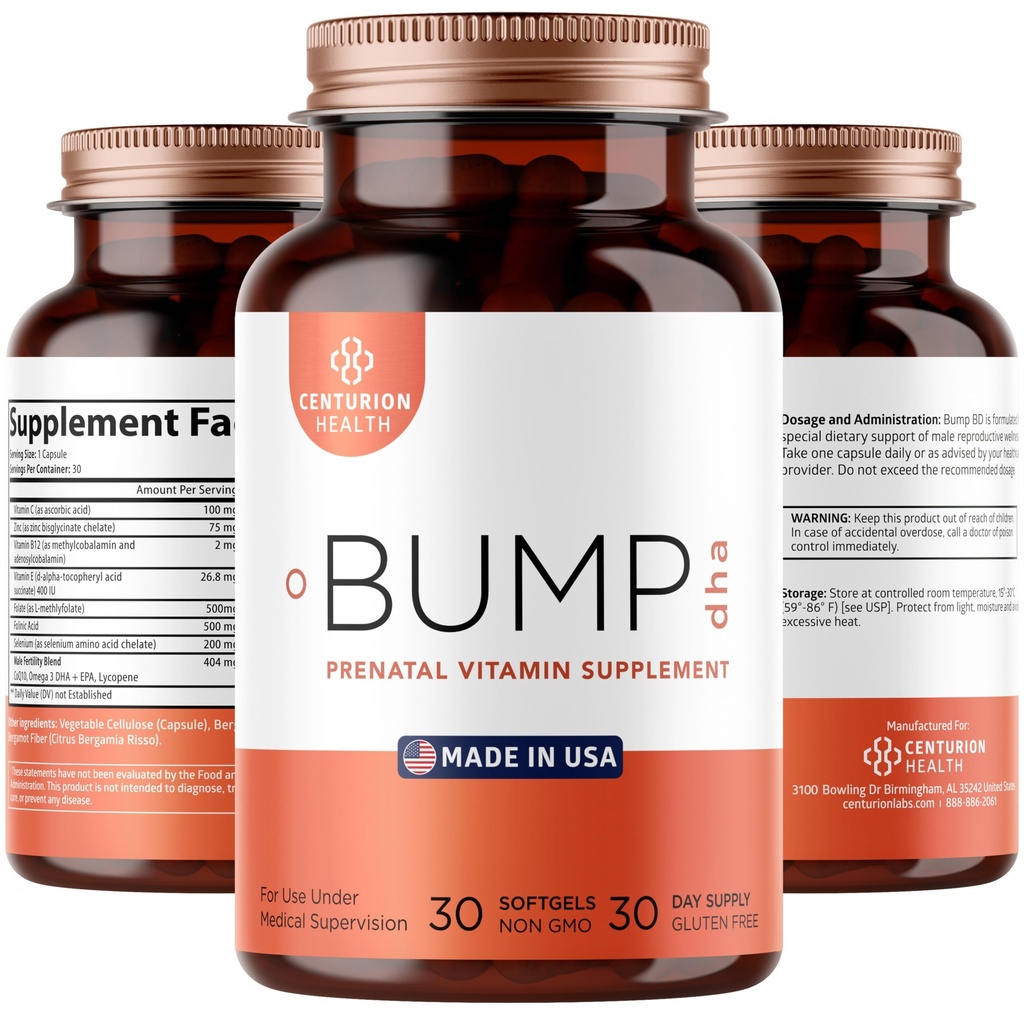 Centurion Labs Premium Vitamines prénatales [10 ingrédients puissants] avec DHA, EPA, Folate et Vitamine B12, All Natural Grossesse Supplément for Fetal Development and Grossesse Support, 30 Softgels