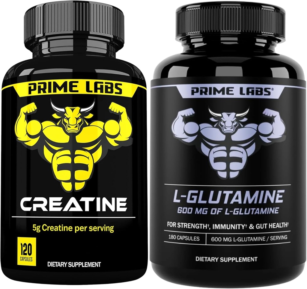 Prime Labs Creatine Monohydrate (120 ct) + L Glutamine (180 ct)