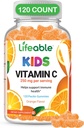 Gummées de vitamine C pour enfants - Sans végane, sans OGM et sans gluten - Grande dégustation de Pectines oranges - Supplément alimentaire pour enfants - 250 mg de vitamine C - 120 gelées [60 doses]