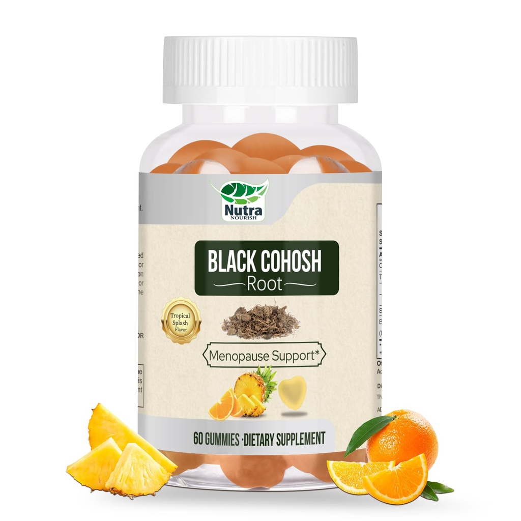 Black Cohosh Gummies 50mg per Serving for Menopause Hot Flashes - Natural Menopause Relief, Mood Swings & Hormonal Balance - Vegan-Free 60 Gummies