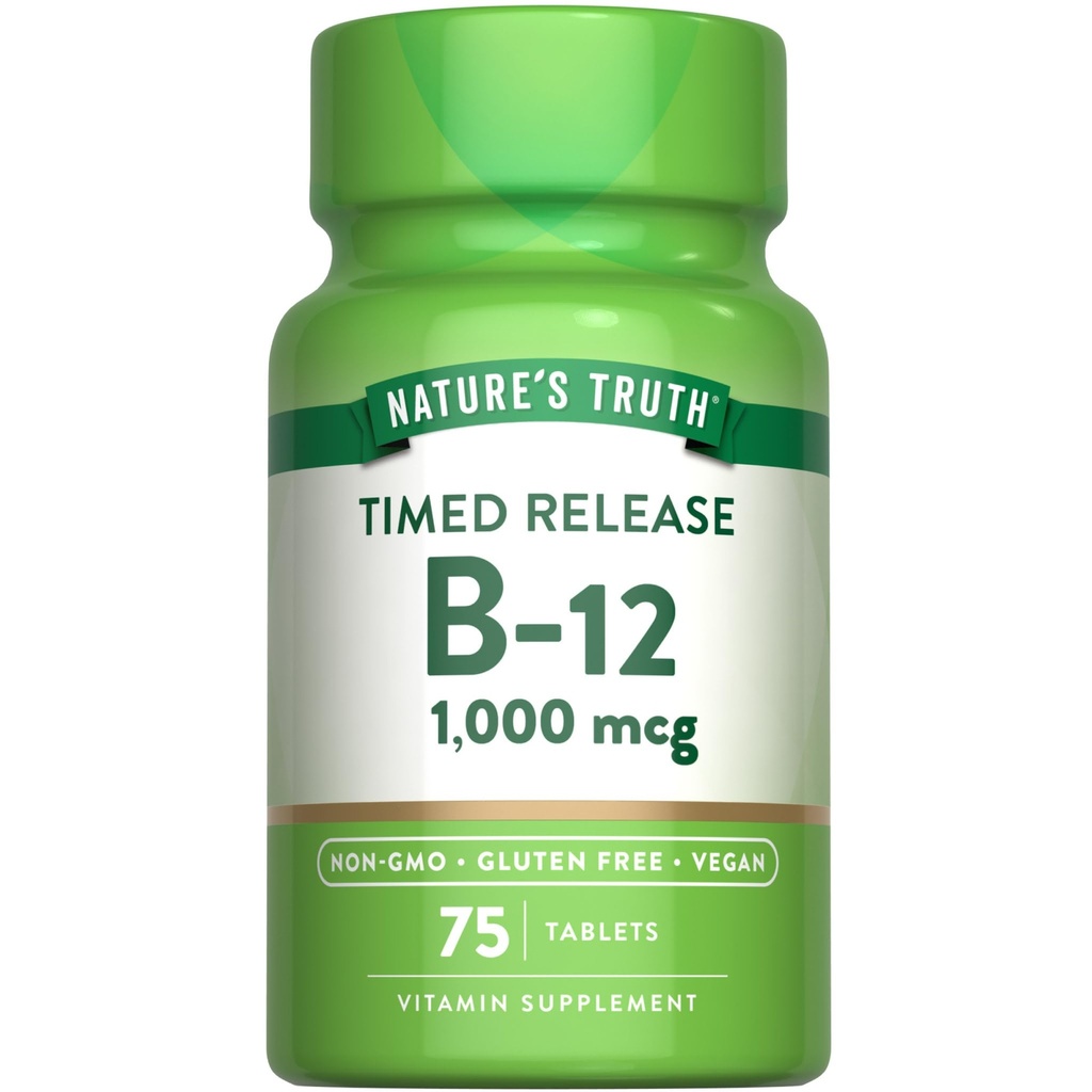 La vérité de la nature Vitamine B12 1000 mcg. 75 Comprimés de libération chronométrés.